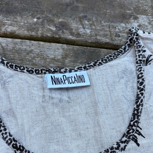 90s vintag Nina Piccalino giraffes maxi dress in Cream and Black fits size M - Picture 2 of 6